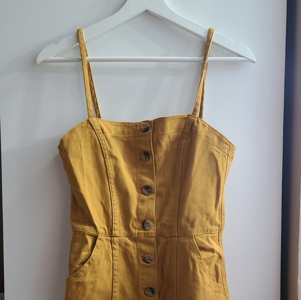 H&M Yellow Button Down Mini Dress - Picture 1 of 7